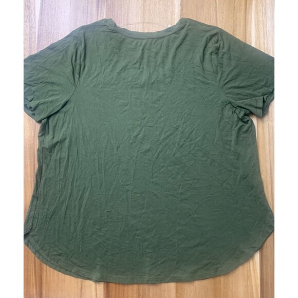 Ava & Viv Womens Plus Size Green Round Neck Short Sleeve Shirt Relaxed Fit 2X - Picture 4 of 7